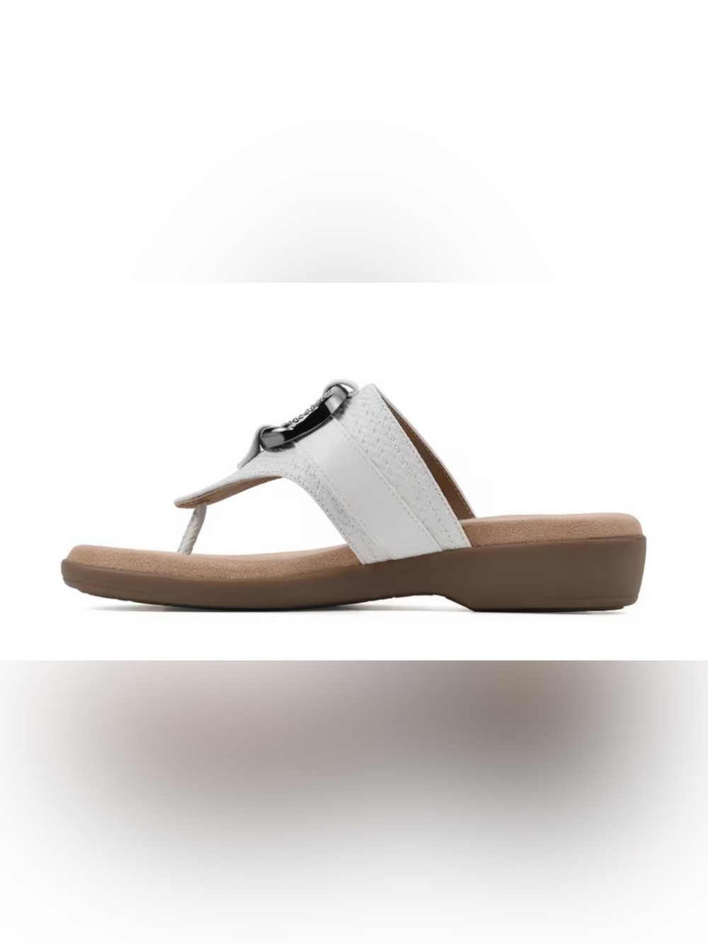 Cliffs by WHITE MOUNTAIN White Thong Sandal with Decorative Silver Ring - Picture 3 of 8